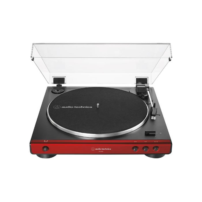 Audio-Technica AT-LP60X-RD | Table tournante Stéréo - Entraînement par courroie - Entièrement automatique - Rouge-Sonxplus St-Sauveur