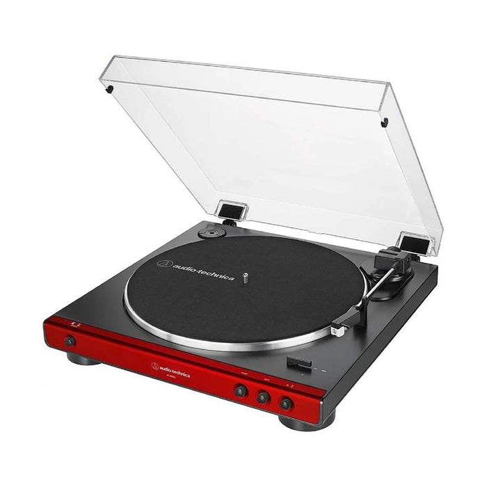 Audio-Technica AT-LP60X-RD | Table tournante Stéréo - Entraînement par courroie - Entièrement automatique - Rouge-Sonxplus St-Sauveur