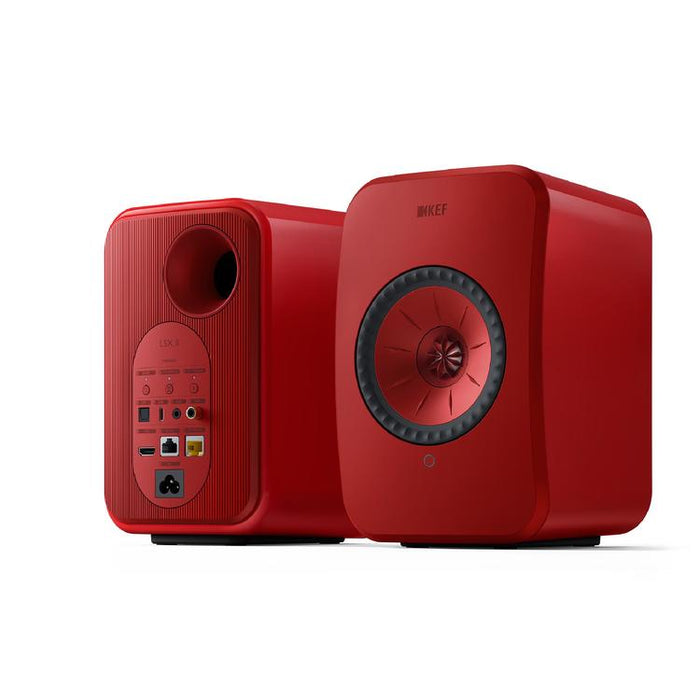 KEF LSX II | Haut-parleurs HiFi Sans fil - Compacte et versatile - Rouge Lave - Paire-Sonxplus St-Sauveur