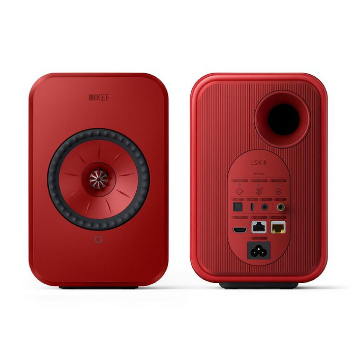 KEF LSX II | Haut-parleurs HiFi Sans fil - Compacte et versatile - Rouge Lave - Paire-Sonxplus St-Sauveur