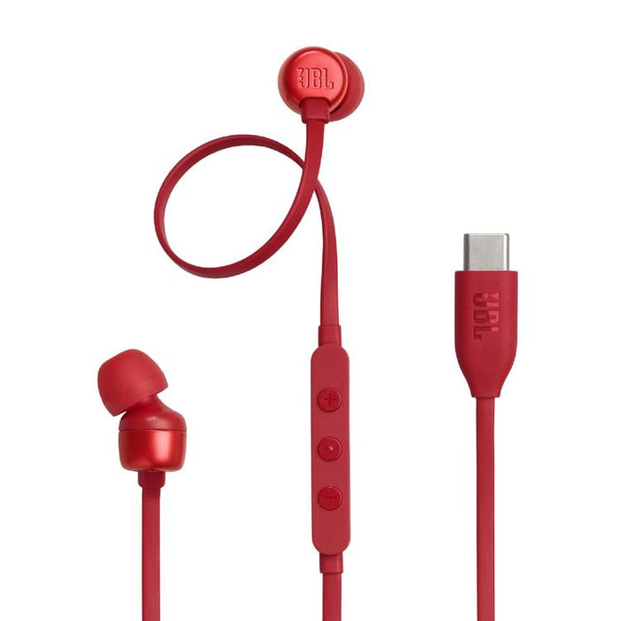 JBL Tune 310C | Écouteurs intra-auriculaires - Filaire - USB-C - Télécommande 3 boutons - Rouge-Sonxplus St-Sauveur