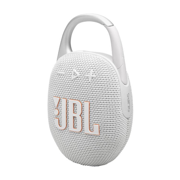 JBL Clip 5 | Haut-parleur à mousqueton portable - Bluetooth - IP67 - Blanc-Sonxplus St-Sauveur