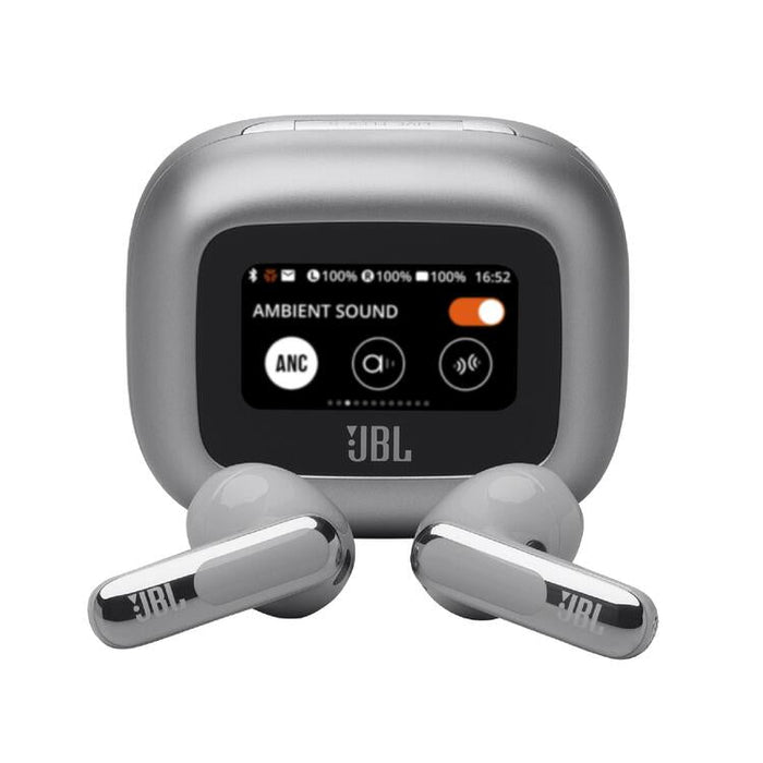 JBL Live Flex 3 | Écouteurs intra-auriculaire - Sans fil - Réduction de bruit - Écran tactile 1,45" - Argent-Sonxplus St-Sauveur