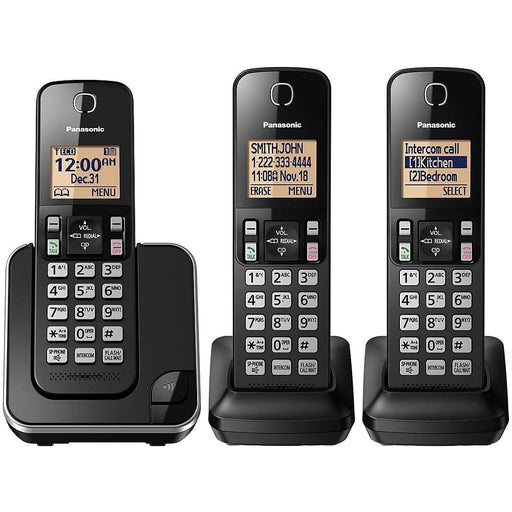 Panasonic KX-TGC383B | Téléphone sans fil - 3 combinés - Noir-Sonxplus St-Sauveur