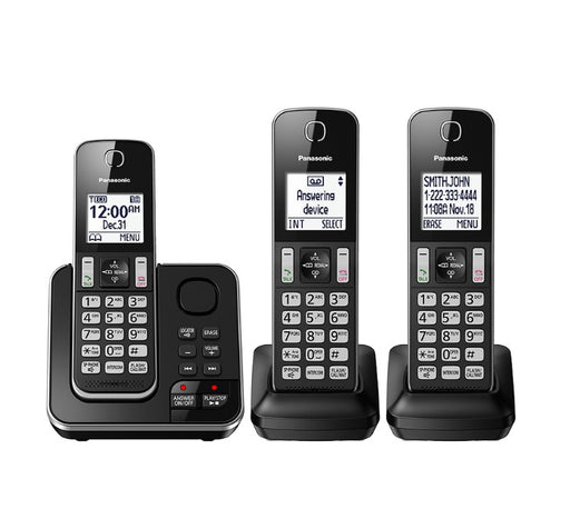 Panasonic KX-TGD393B | Téléphone sans fil - 3 combinés - Répondeur - Noir-Sonxplus St-Sauveur