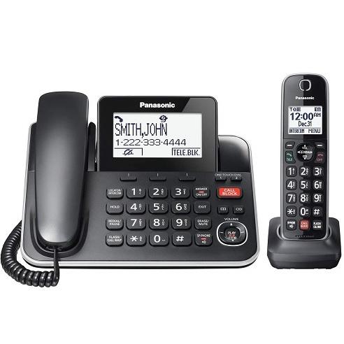 Panasonic KXTGF870B | Combo téléphone sans fil - 1 combiné fixe et 1 combinés sans fil - Répondeur - Noir-Sonxplus St-Sauveur