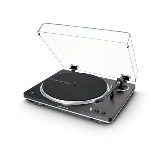 Audio-Technica AT-LP70XBTBS | Table tournante Stéréo - Sans fil - Bluetooth - Entraînement par courroie - Entièrement automatique - Noir/Argent-Sonxplus St-Sauveur