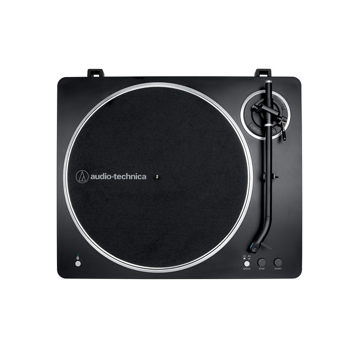 Audio-Technica AT-LP70XBTBS | Table tournante Stéréo - Sans fil - Bluetooth - Entraînement par courroie - Entièrement automatique - Noir/Argent-Sonxplus St-Sauveur