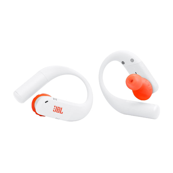 JBL Endurance Peak 4 | In-Ear Headphones - TwistLock - White/Orange - Sonxplus St-Sauveur