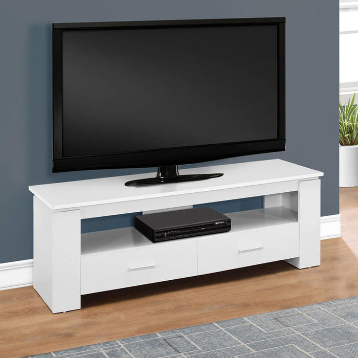 Monarch Specialties I 2601 | Meuble TV - 48" - 2 Tiroirs de rangement - Blanc-Sonxplus St-Sauveur