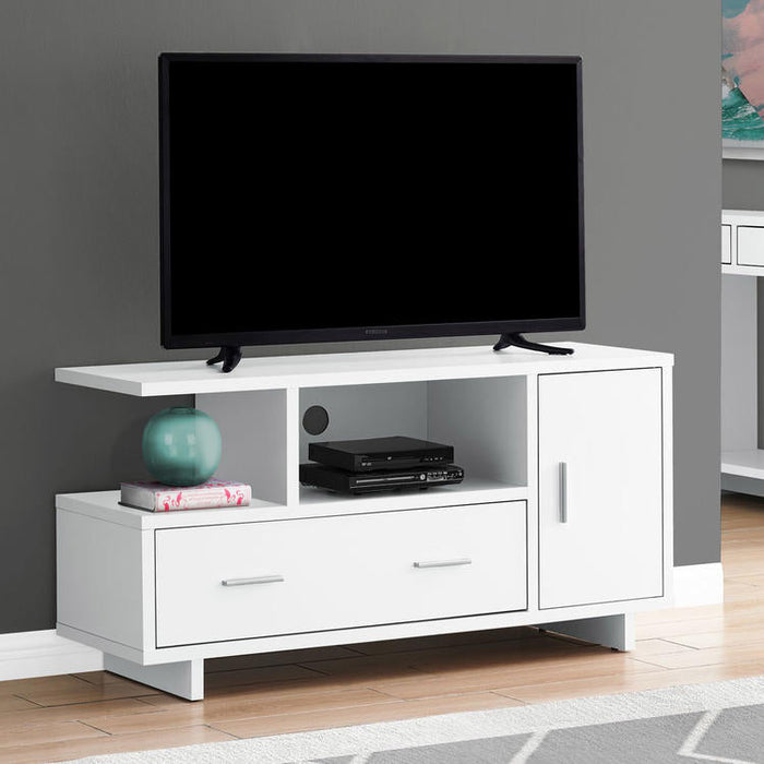 Monarch Specialties I 2800 | Meuble TV - 48" - Avec rangement - Blanc-Sonxplus St-Sauveur