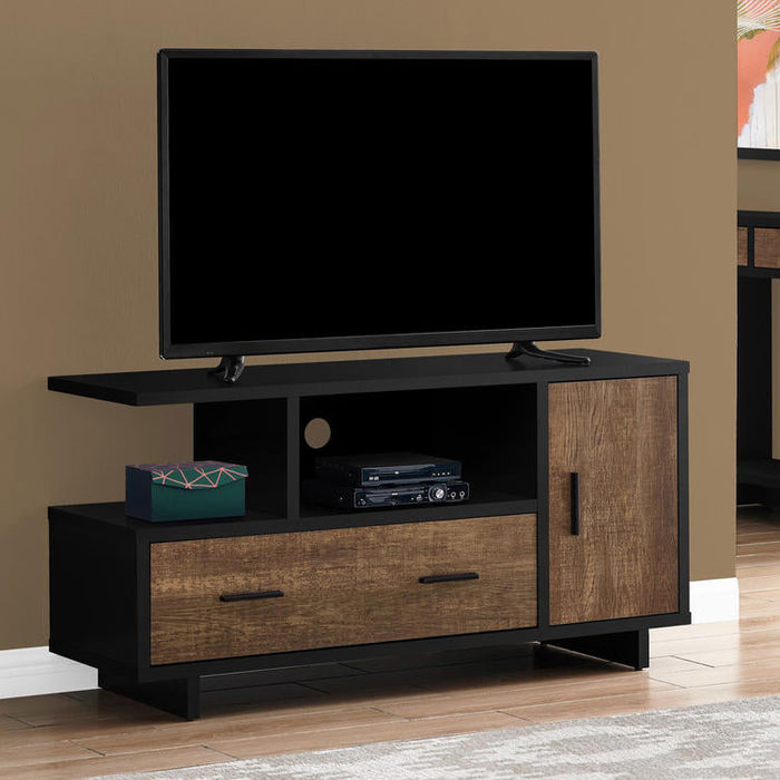 Monarch Specialties I 2803 | Meuble TV - 48" - Avec rangement - Imitation bois - Brun/Noir-Sonxplus St-Sauveur