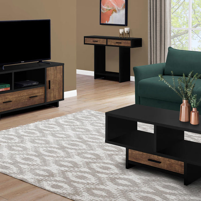 Monarch Specialties I 2803 | Meuble TV - 48" - Avec rangement - Imitation bois - Brun/Noir-Sonxplus St-Sauveur