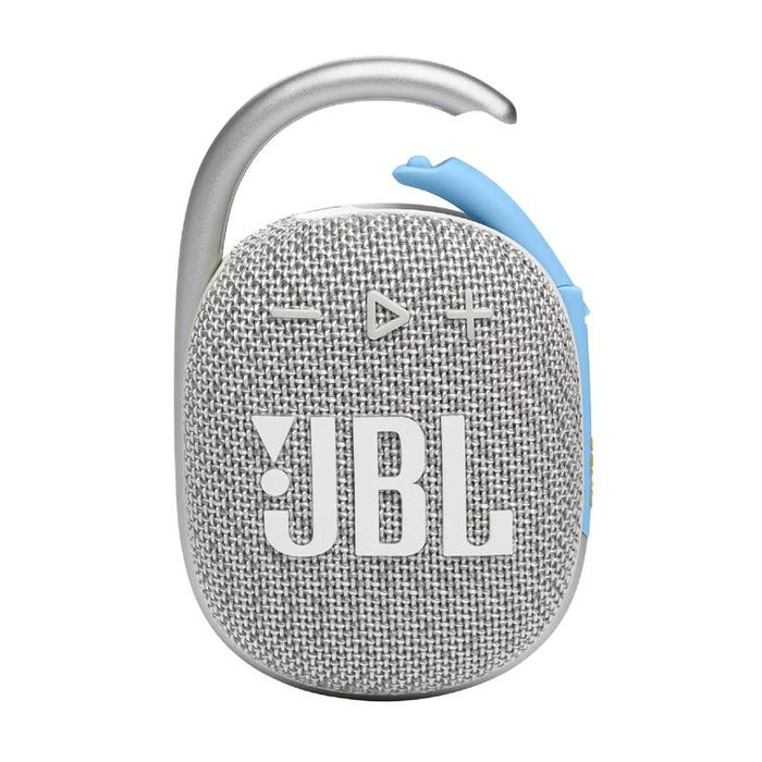 JBL Clip 4 Eco | Haut-parleur - Ultra-portable - Étanche - Bluetooth - Mousqueton intégré - Blanc-Sonxplus St-Sauveur