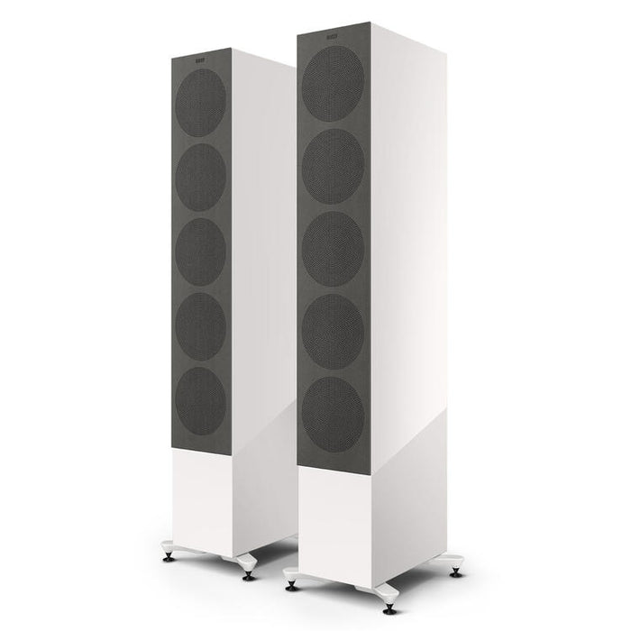 KEF R11 Meta | Haut-parleurs sur pieds - Bass Reflex 3 voies - Hi-Fi - Blanc Laqué - Paire-Sonxplus St-Sauveur