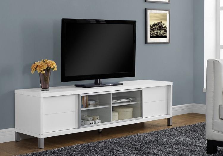 Monarch Specialties I2537 | Meuble Téléviseur - 70" - Blanc-Sonxplus St-Sauveur